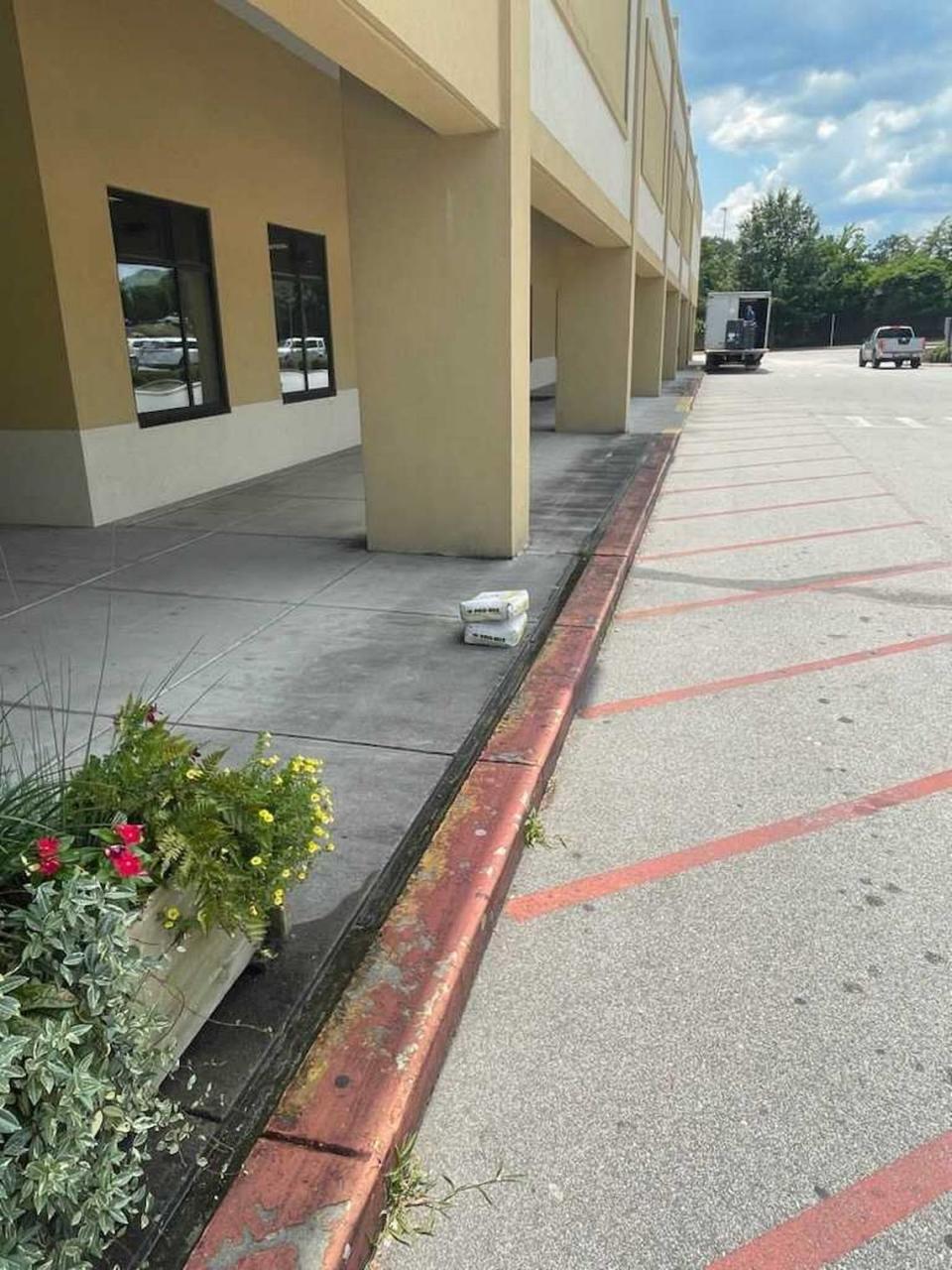 Two concrete bags lay outside the Lexington County Auxiliary Administration Building, courtesy of Attorney Robert Goings. Courtesy The Goings Law Firm