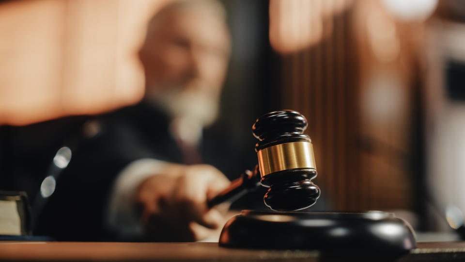 A judge banging a gavel