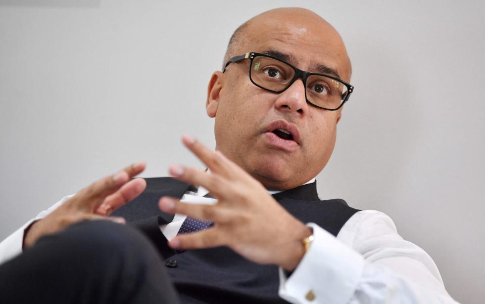 Sanjeev Gupta, head of the GFG (Gupta Family Group) Alliance, speaks during an interview with AFP in London - BEN STANSALL/AFP