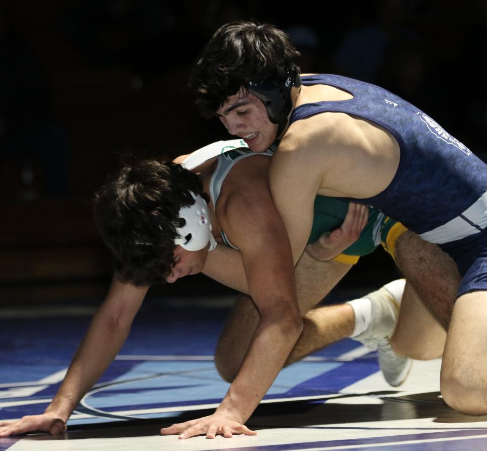 Wayne, NJ -- February 7, 2024 -- Wayne Valley's Adam Janouk defats Alex Rodriguez in eh 126 lb. match. Wayne Valley defeated Montville in the North 1, Group 3 wrestling final at Wayne Valley HS.