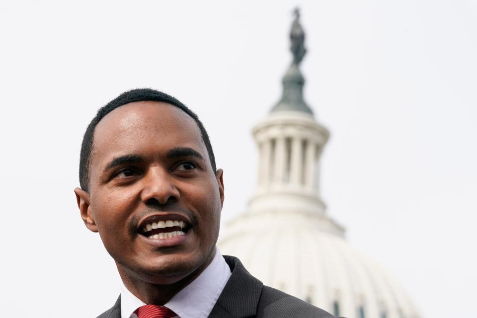 Rep. Ritchie Torres, D-N.Y., speaks during a news conference on Capitol Hill in Washington, on Feb. 7.