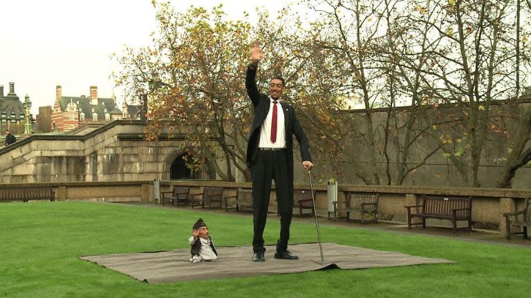 World's tallest man meets world's shortest man