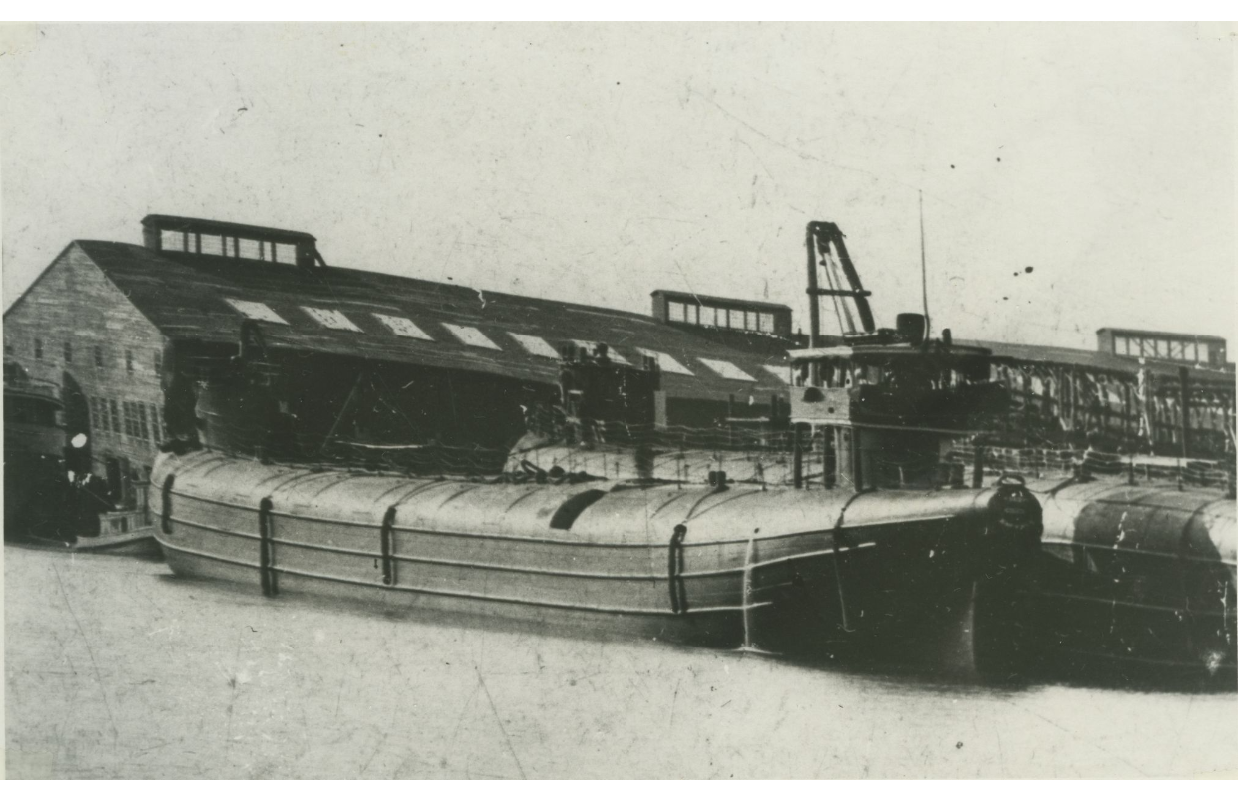 The Barge 129 at dock. The 292-foot Whaleback ship has been found in Lake Superior more than 100 years after a storm sank it.