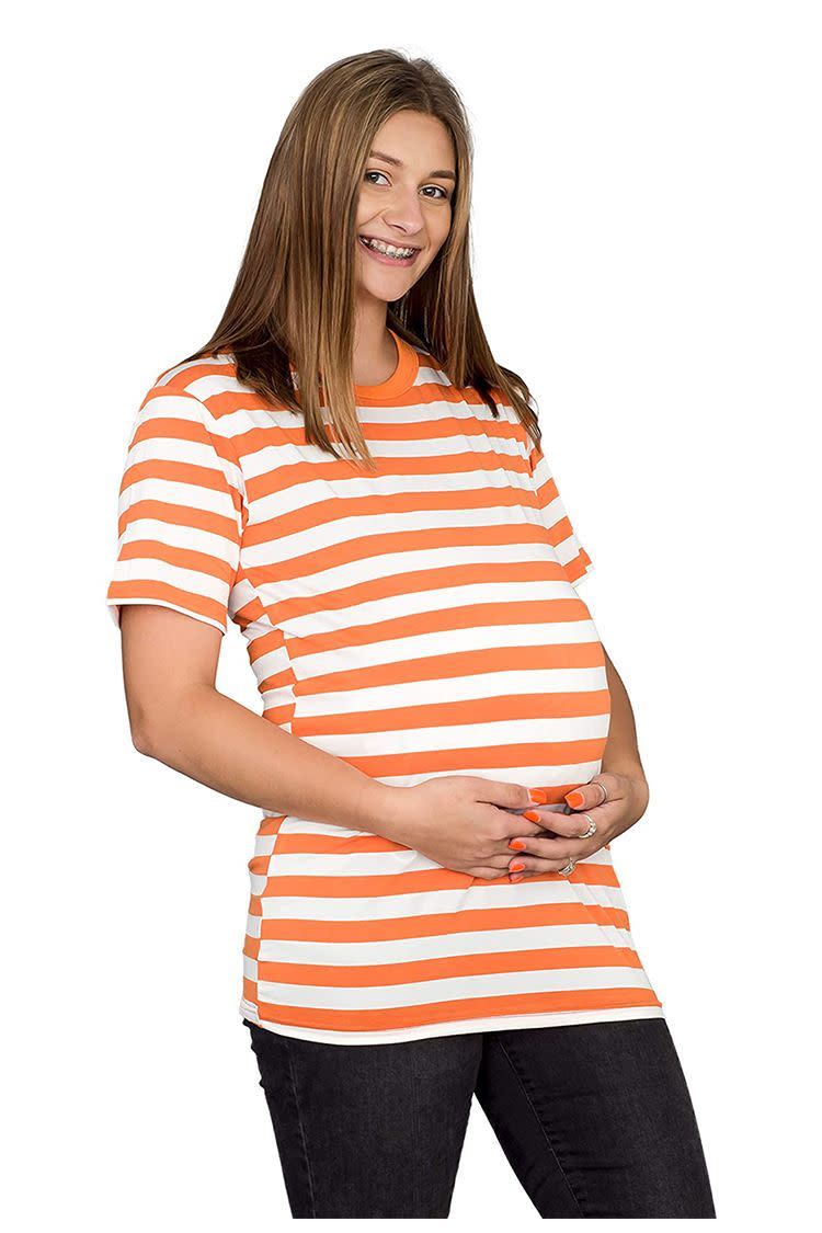 Costume Agent Juno Orange and White Pregnant Impersonation T-Shirt (Adult Large)