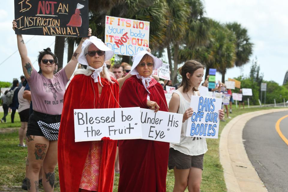 A rally to protest the Supreme Court decision to overturn Roe v. Wade was held at 11:00am Sunday at Triangle Park on the west side of Eau Gallie Causeway in Melbourne. The event was organized by Anthony Yantz, a candidate for Florida State House District 33. 