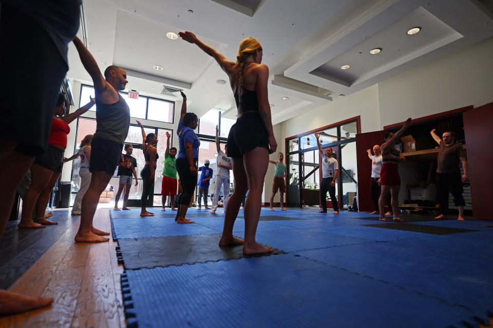 Students participate in a capoeira class at Trolley Square in Salt Lake City on Friday, April 28, 2023. | Scott G Winterton, Deseret News