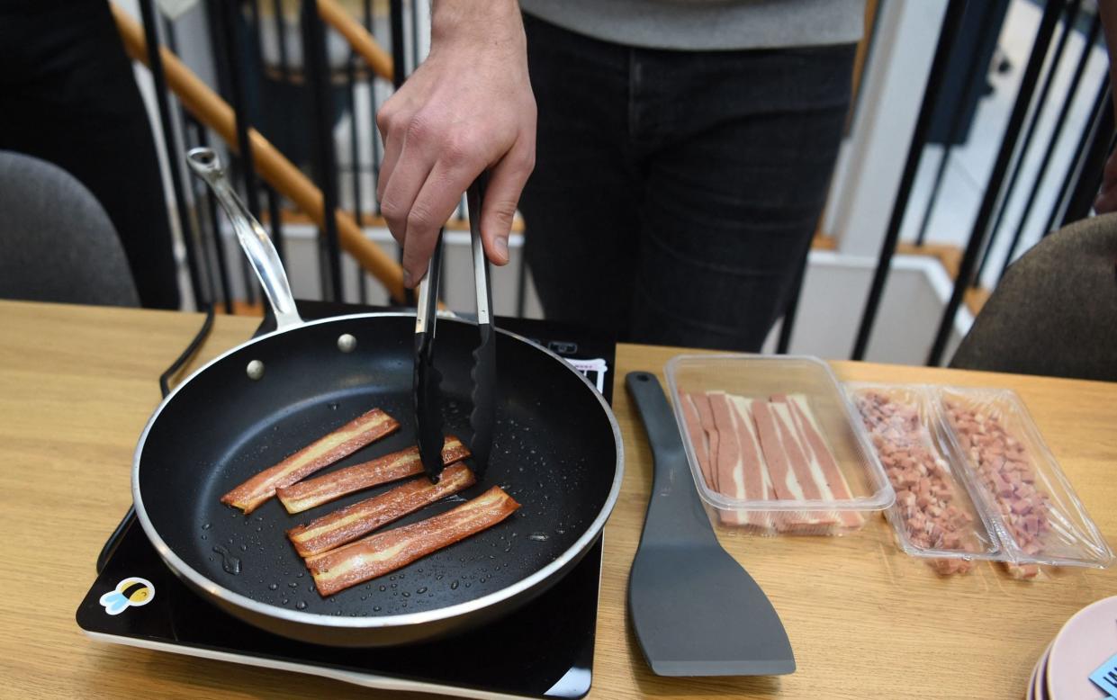 Company La Vie has been served with a formal notice for 'unfair competition' for its vegan lardons - ERIC PIERMONT/AFP via Getty Images