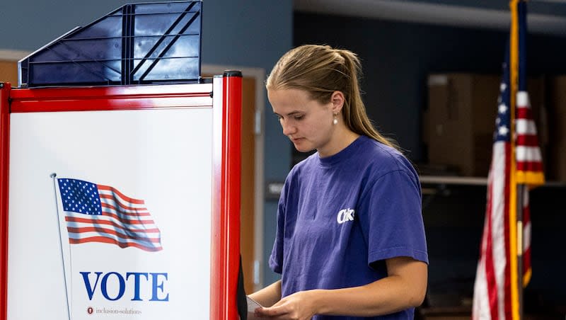 April Greenwood, of Provo, looks over her ballot during primary election voting held at the Utah County Health and Justice Building in Provo on Tuesday, June 25, 2024. For more than 200 years, politicians have been claiming each election is the most important ever.