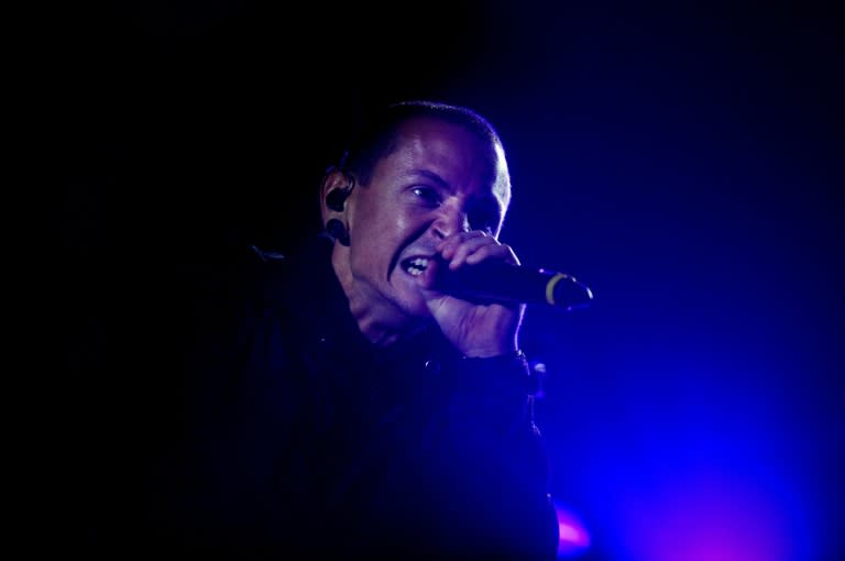 Linkin Park's lead singer Chester Bennington during the Rock in Rio Lisboa music festival in May 2012