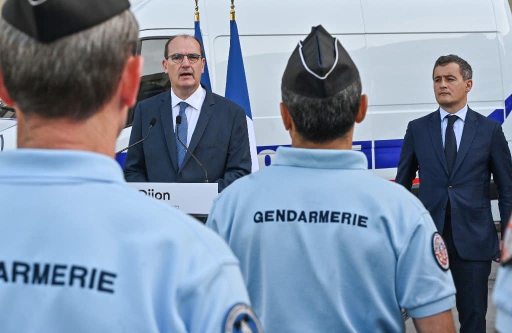 Le Premier ministre Jean Castex et le ministre de l'Intérieur Gérald Darmanin à Dijon le 10 juillet 2020.  - Philippe Desmazes