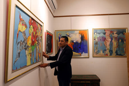 A Libyan businessman Mustafa Iskandar is seen at his art gallery and cultural centre in the old city of Tripoli, Libya April 23,2019. Picture taken April 23, 2019. REUTERS/Ahmed Jadallah