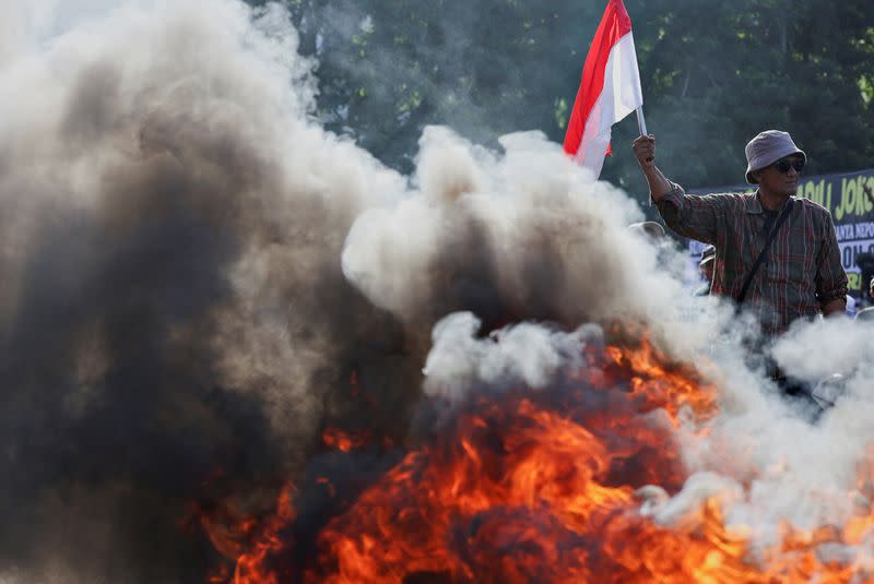 Protest following a verdict delivered by the court in Indonesia on two challenges to the outcome of February’s presidential election in Jakarta