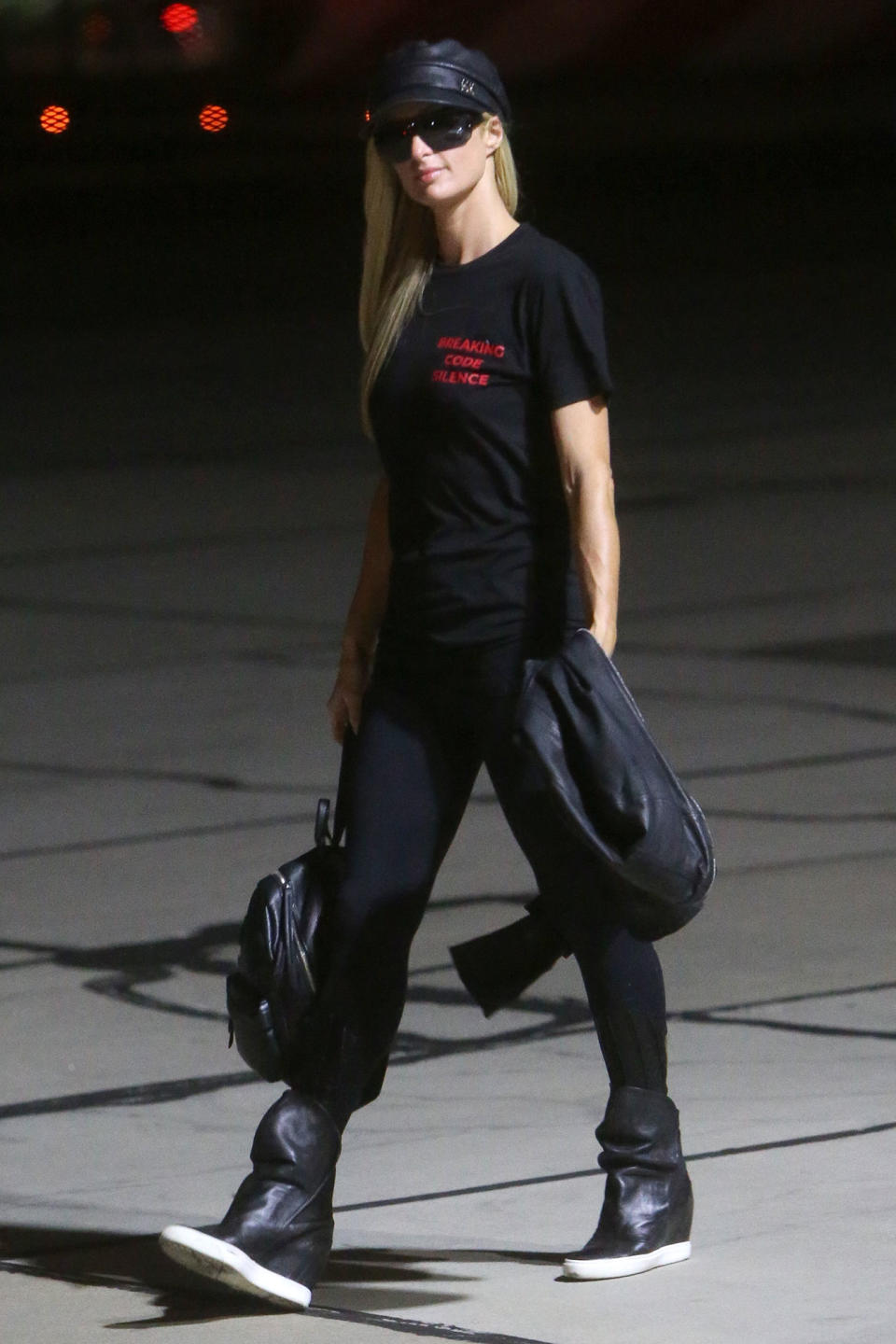 <p>Paris Hilton was seen arriving in Los Angeles a day after protesting against her former boarding school Provo Canyon in Utah.</p>