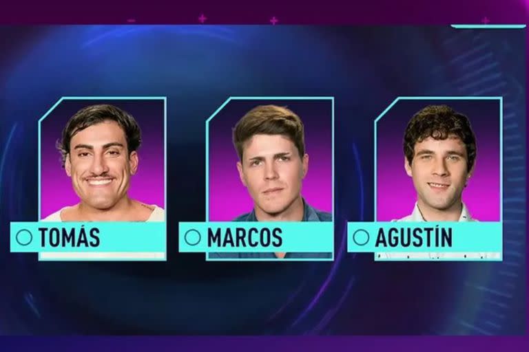 Tomás Holder, Marcos Ginocchio y Agustín Guardis fueron los nominados para la primera gala de eliminación de Gran Hermano