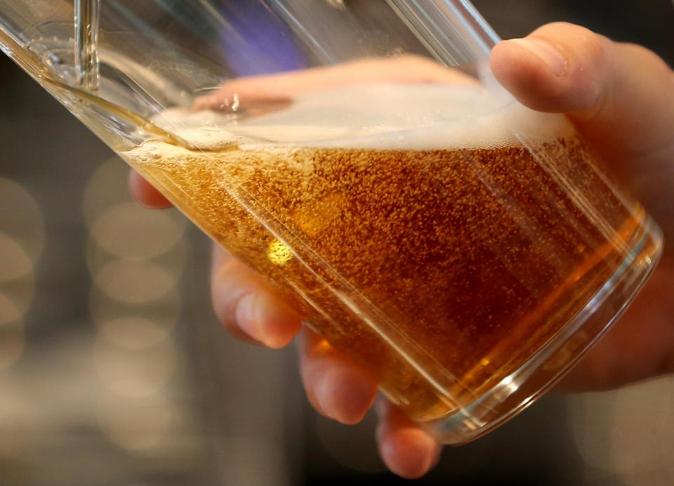 A pint is poured at JD Wetherspoon's Royal Victoria Pavillion in Ramsgate, Kent, which has opened today and thought to be the largest pub in the UK.