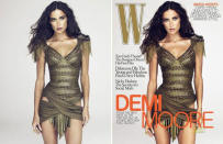 Demi Moore: In 2009 Demi Moore quashed the airbrushing rumours surrounding her W magazine cover. The actress posted the 'original' picture on her Twitter, insisting the photo never underwent any retouching. She wrote, "Here is the original image people, my hips were not touched. Don't let these people bulls**t you!" Photo: W Magazine