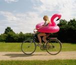 <p>Channel your inner child and swap out the sedan for a cruiser of a different kind. The best way to enjoy a summer breeze is when you're footloose and fancy free, pedaling down a bike path. Our one suggestion: Swap out the <a href="https://www.amazon.com/Intex-Flamingo-Inflatable-Ride-Ages/dp/B01KGS6022/ref=sr_1_7" rel="nofollow noopener" target="_blank" data-ylk="slk:flamingo float;elm:context_link;itc:0;sec:content-canvas" class="link ">flamingo float</a> for a <a href="https://www.amazon.com/Schwinn-Helmet-Intercept-Collection-Adult/dp/B077FVQ5SF/ref=redir_mobile_desktop" rel="nofollow noopener" target="_blank" data-ylk="slk:bike helmet;elm:context_link;itc:0;sec:content-canvas" class="link ">bike helmet</a>.</p>