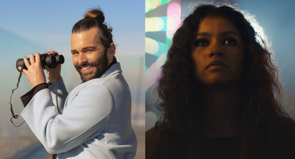 Promotional photos of Jonathan Van Ness and Zendaya. 