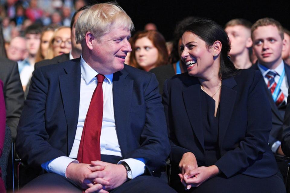 Prime Minister Boris Johnson with Home Secretary Priti Patel (BRUCE ADAMS/DAILY MAIL)