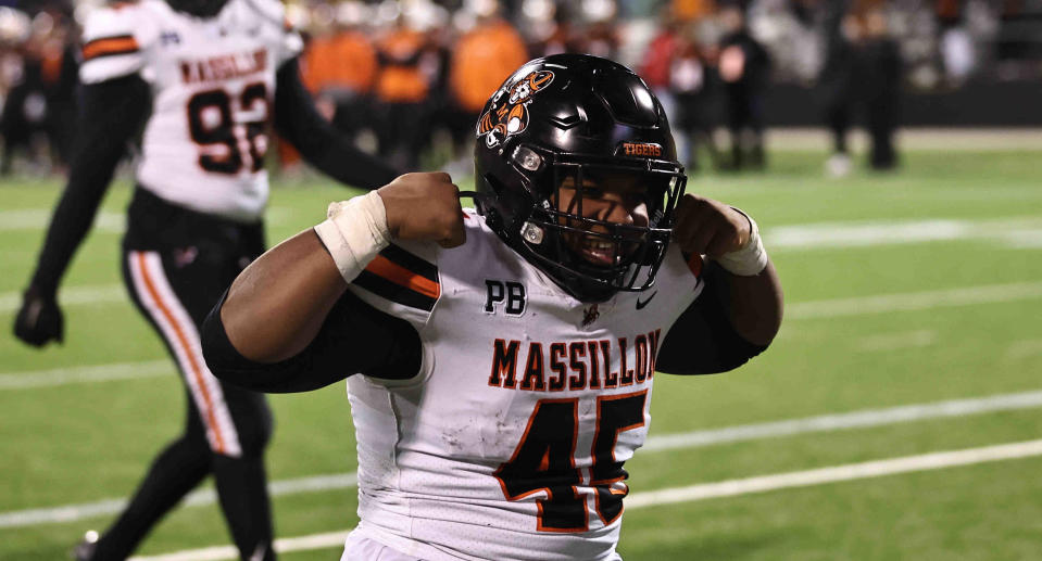 Massillon running back Michael Wright Jr. reacts after scoring a touchdown Friday.