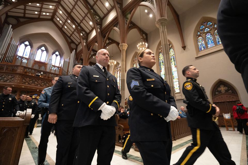 Hundreds of police attended the Blue Mass at the Cathedral of Saint John The Baptist in Paterson last May. A funeral Mass will be held there this week for Passaic County Sheriff Richard Berdnik.