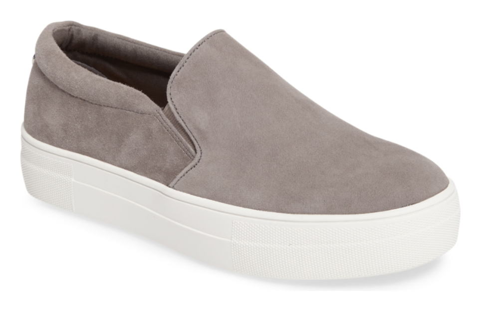 Steve Madden Gills Platform Slip-On Sneaker in Grey Suede