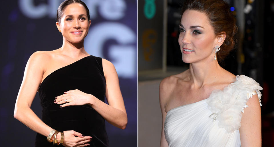 Meghan at the British Fashion Awards 2018 and Kate at the 2019 BAFTAs [Photos: Getty]