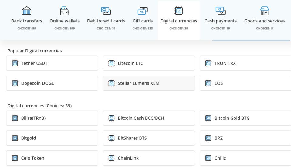 Users can buy Bitcoin using a number of digital assets on Paxful's P2P platform.