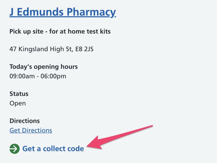 Get a collect code for a free box of rapid tests.