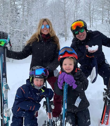 <p>Jimmy Fallon/Instagram</p> Jimmy Fallon and wife Nancy skiing with daughters