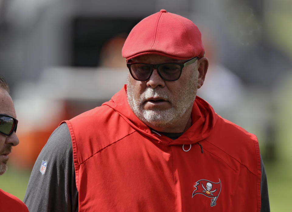 Tampa Bay coach Bruce Arians offered a warning on Thursday: If you bring your kids to Buccaneers camp, they're going to hear some cursing. (AP)