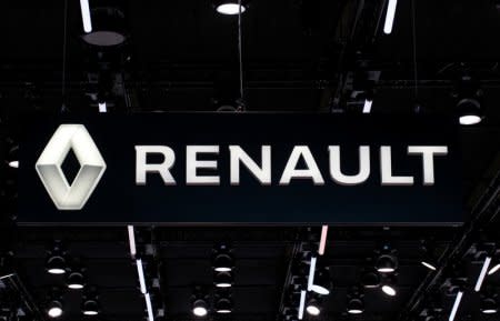 The Renault logo is pictured during the second press day of the Paris auto show, in Paris, France, October 3, 2018. REUTERS/Benoit Tessier