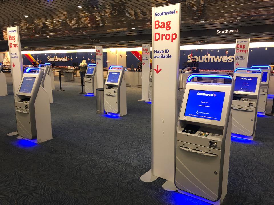 Virtually no passengers in line at Southwest Airlines at Milwaukee Mitchell International Airport on Thursday. Southwest Airlines has experienced incredible challenges and cancellations during the holiday season.