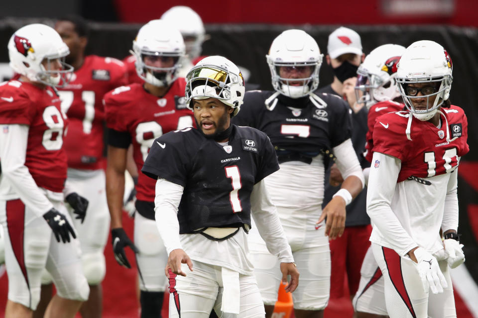 Quarterback Kyler Murray #1 and wide receiver DeAndre Hopkins #10 of the Arizona Cardinals 