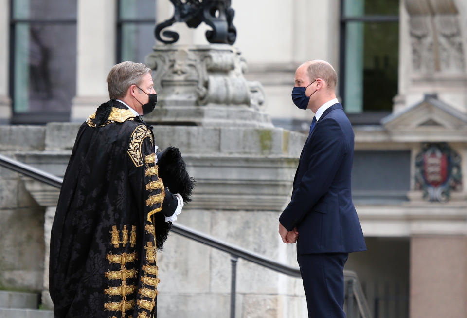 LONDON - UNITED KINGDOM - JULY 5: Duke of Cambridge Prince William arrives in St. Paulâs Cathedral to mark the 73rd birthday of UKâs National Health Service (NHS) in London, England on July 5, 2021. (Photo by Tayfun Salci/Anadolu Agency via Getty Images)