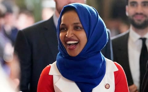 Ilhan Omar has fought against Mr Trump's travel ban - Credit: AP Photo/Carolyn Kaster