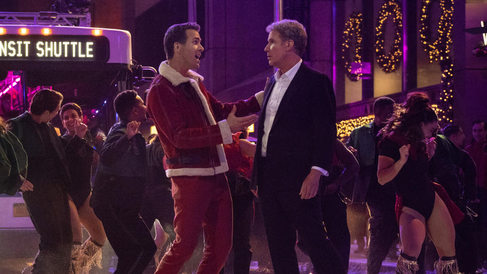 Will Ferrell returns to the world of Christmas movies alongside Ryan Reynolds in festive musical Spirited. (Apple TV+)