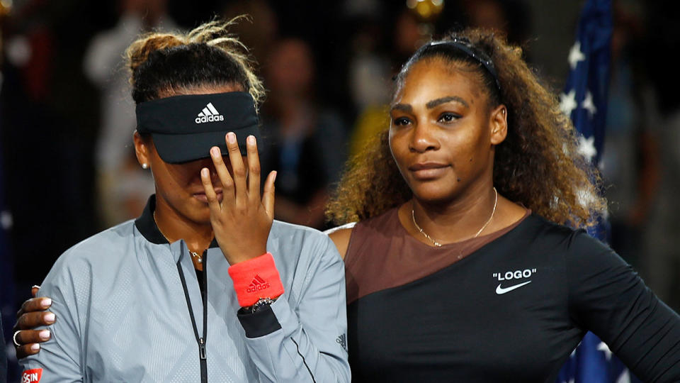 Naomi Osaka was brought to tears as fans booed at the US Open presentation. Pic: Getty