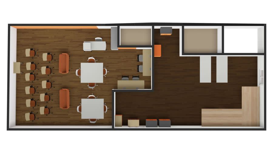 <em>Tyler Hebert’s CTE classroom floorplan design, courtesy of KI. </em>