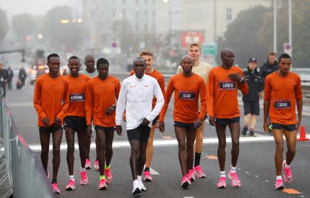 Eliud Kipchoge, the marathon world record holder from Kenya, attempts to run a marathon in under two hours in Vienna