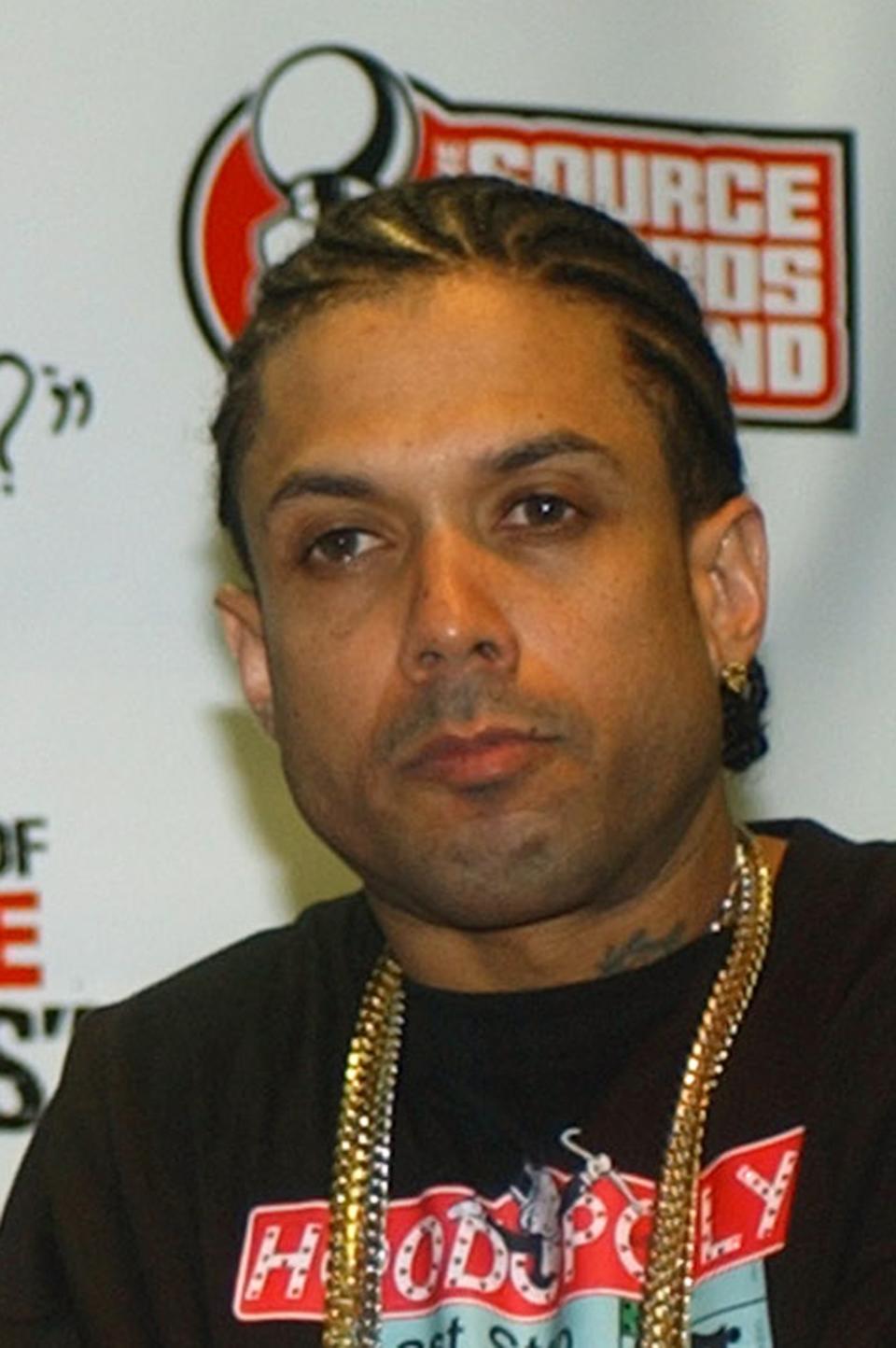 File - This Oct. 10, 2004 file photo shows and Ray Benzino at the Source Hip-Hop Music Awards in Miami. Authorities say the reality TV star and rapper was shot and injured by his nephew while in a funeral procession for a family member in Massachusetts. Benzino, whose real name is Raymond Scott, is a cast member of the VH1 reality show “Love & Hip Hop: Atlanta” and former co-owner of The Source magazine. (AP Photo/Alan Diaz, File)