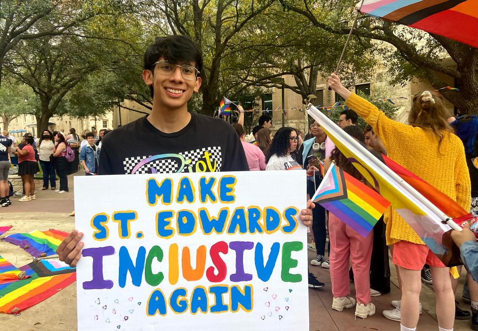 “We’re doing this because we love the campus, and we love the students here at St Edward’s. And we want everyone to feel welcome.” said St. Edward's sophomore Luis Rios.