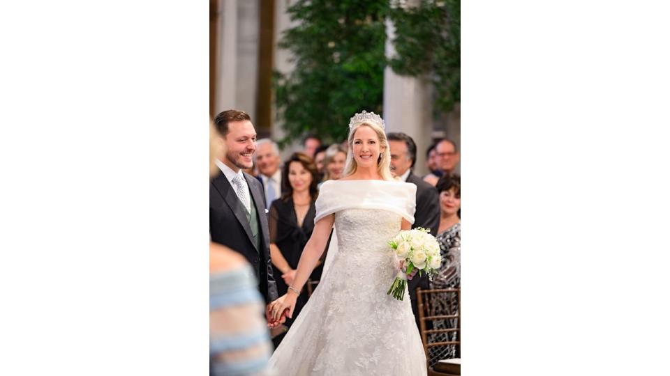 bride and groom walking down aisle