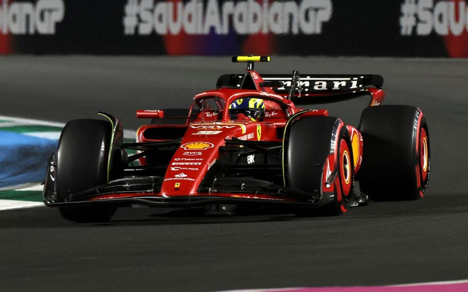 Ferrari's British reserve driver Oliver Bearman competes during the Saudi Arabian Formula One Grand Prix at the Jeddah Corniche Circuit in Jeddah on March 9, 2024