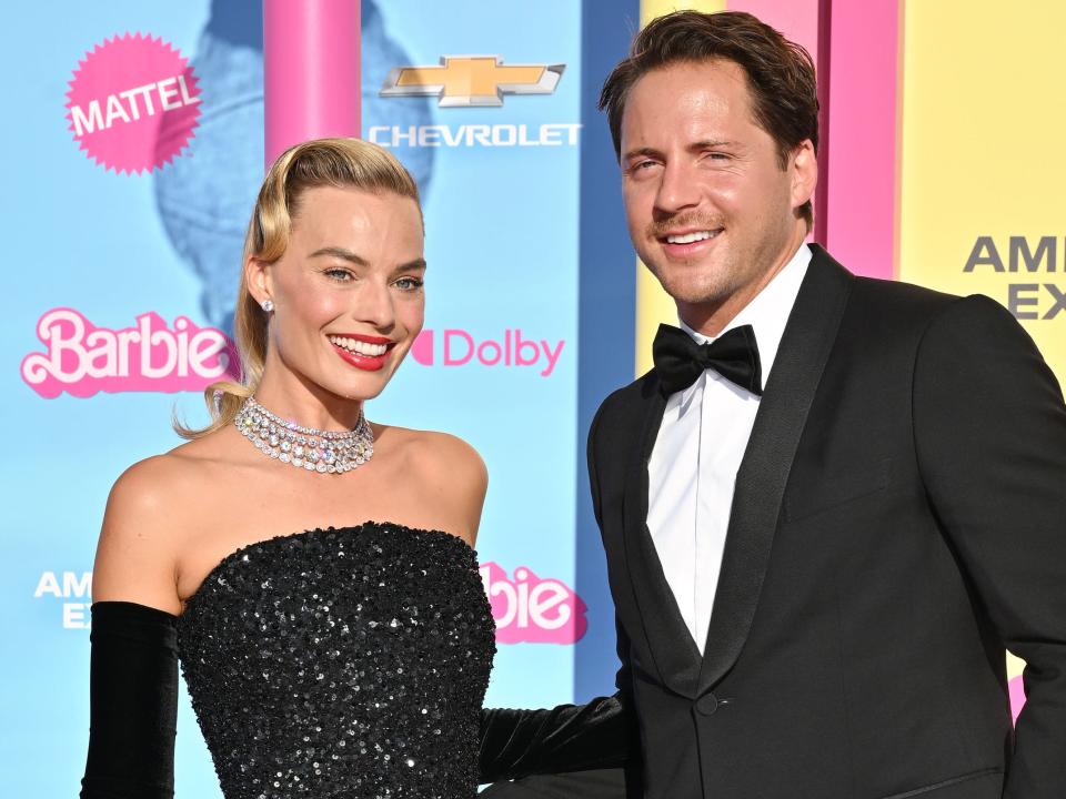 Margot Robbie and Tom Ackerley at the LA premiere of "Barbie" in July 2023.