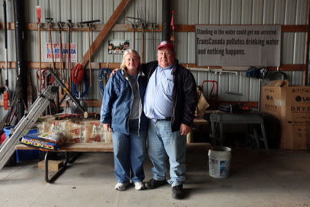 Art and Helen Tanderup are against the proposed Keystone XL Pipeline that would cut through the farm where they live near Neligh, Nebraska, U.S. April 12, 2017. REUTERS/Lane Hickenbottom