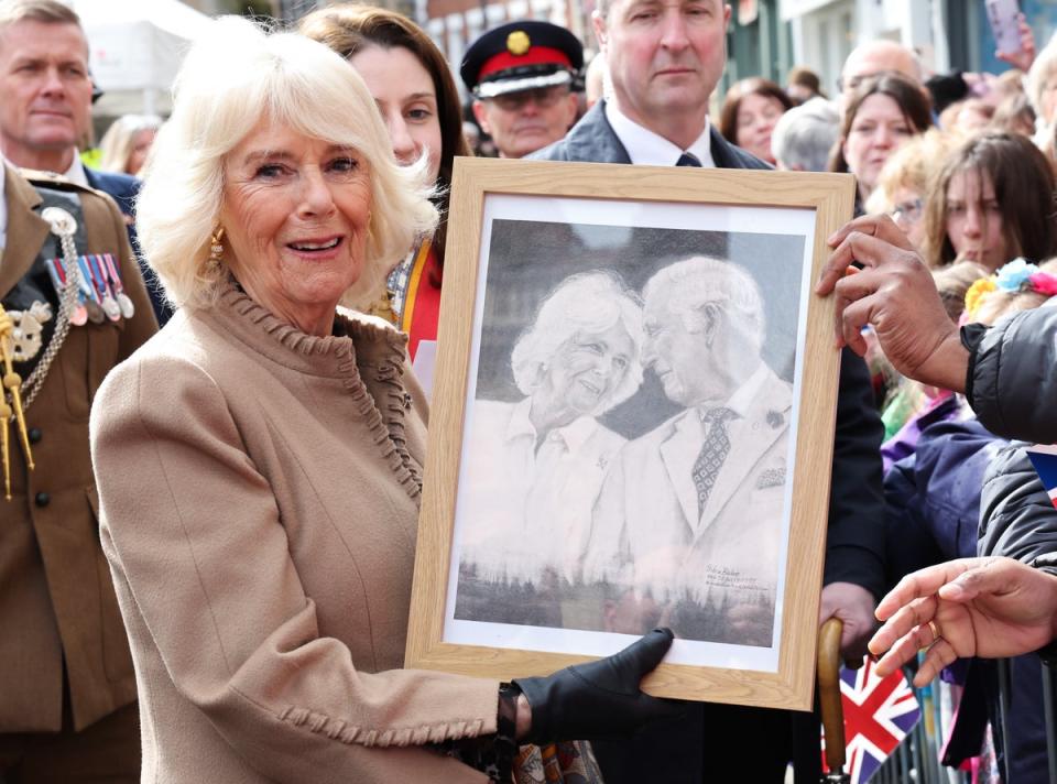 Queen Camilla receives artwork of herself and King Charles III – Charles is currently undergoing cancer treatment (Getty Images)