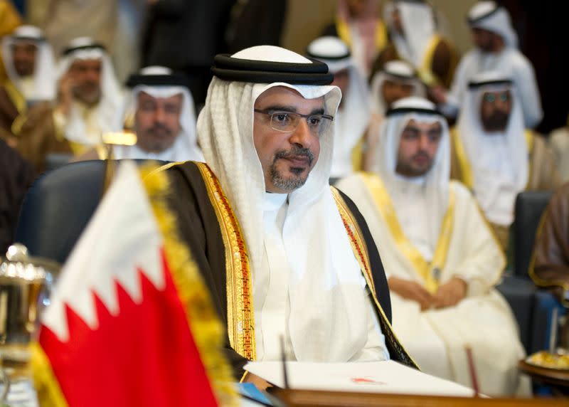 FILE PHOTO: Bahrain's Crown Prince Sheikh Salman bin Hamad al Khalifa attends the opening session of the 25th Arab League Summit in Bayan Palace