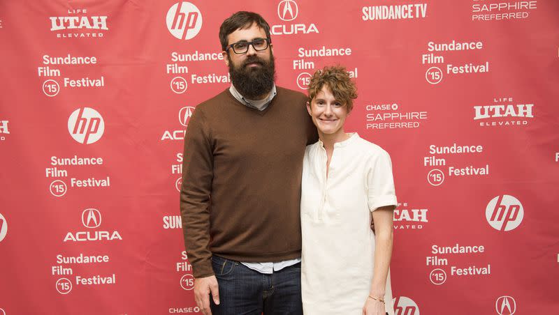 Director Jared Hess, left, and co-writer Jerusha Hess attend the “Don Verdean” premiere during the 2015 Sundance Film Festival on Wednesday, Jan. 28, 2015, in Park City, Utah. The duo received their first Oscar nomination for the animated short film “Ninety-Five Senses.”