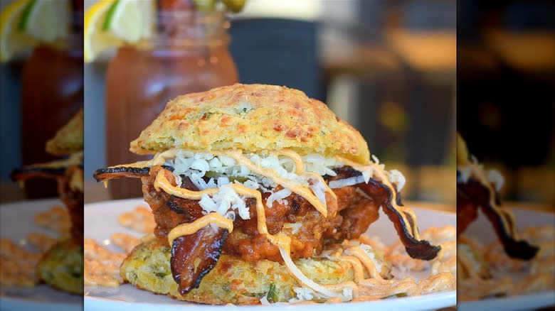 Biscuit chicken Southern sandwich